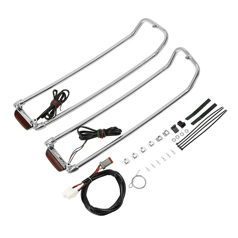Chrome Saddlebag Lid Top Rails with LED Light for Harley Touring Road Glide (1994–2013)