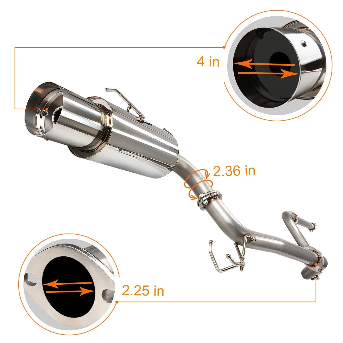 Catback Exhaust System for Acura Integra DA9 DB1-DB2 (1990–1993) 4.5" Tip