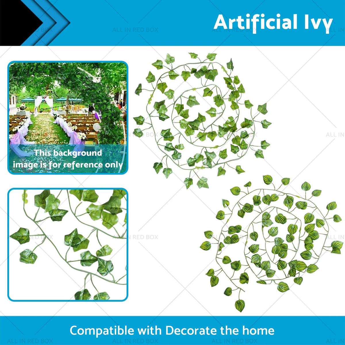 Artificial Ivy 12x2M Green Plastic Leaves for Home Decoration