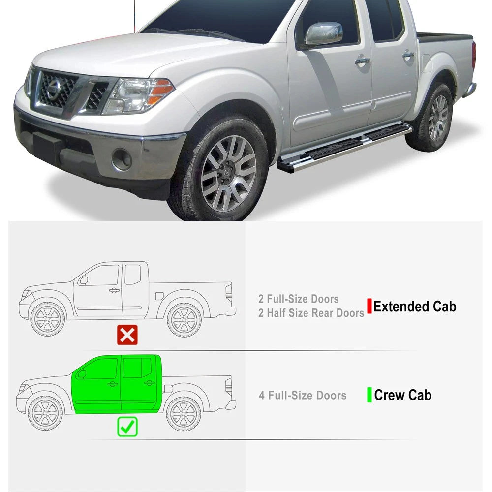 Chrome Nerf Bar Steps for Nissan Frontier Crew Cab (2005-2026)