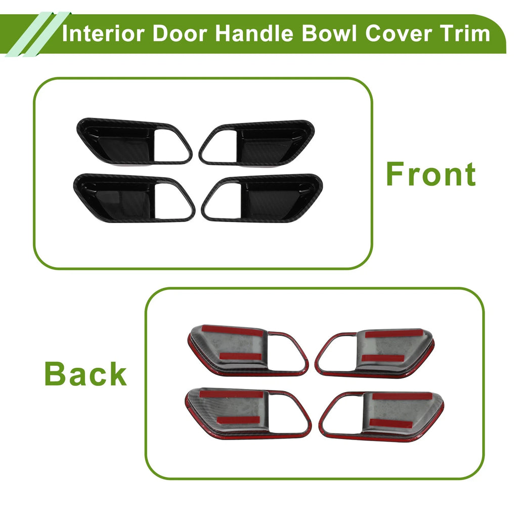 Interior Door Handle Bowl Cover Trim for Nissan Kicks (2025) Carbon Fiber Black