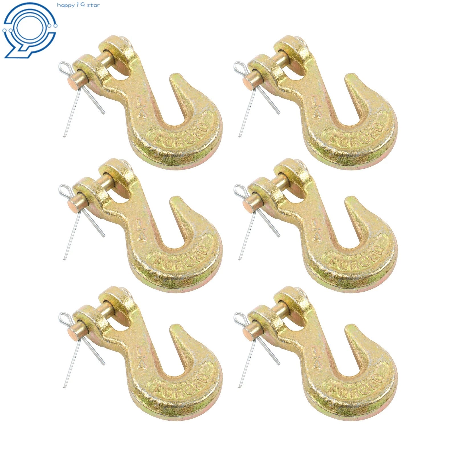 Set of 6 Clevis Grab Hooks for G70 Chain (3600 LBS Load Limit)