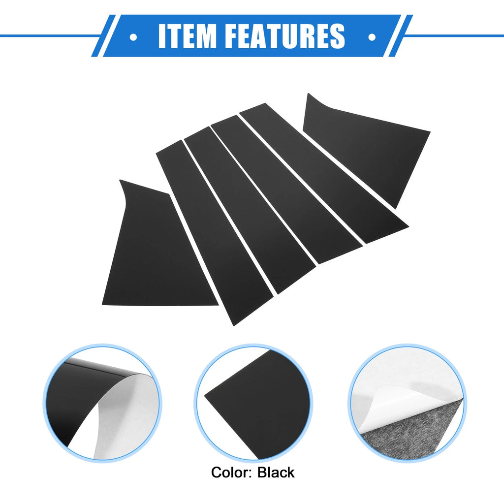 Set of 6 Pillar Posts Door Window Trim Cover for Chevrolet Malibu (2016–2021) Black