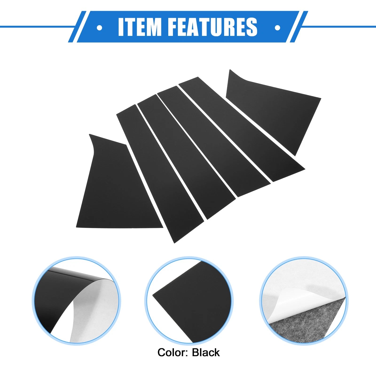 Set of 6 Pillar Posts Door Window Trim Cover for Chevrolet Malibu (2016–2021) Black