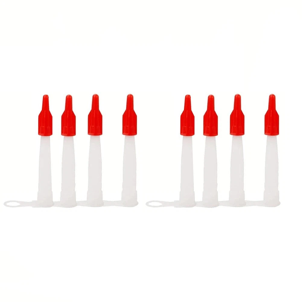 Set of 8 Red Cap Silicone Tube Spout Caulking Nozzles for Effective Sealing