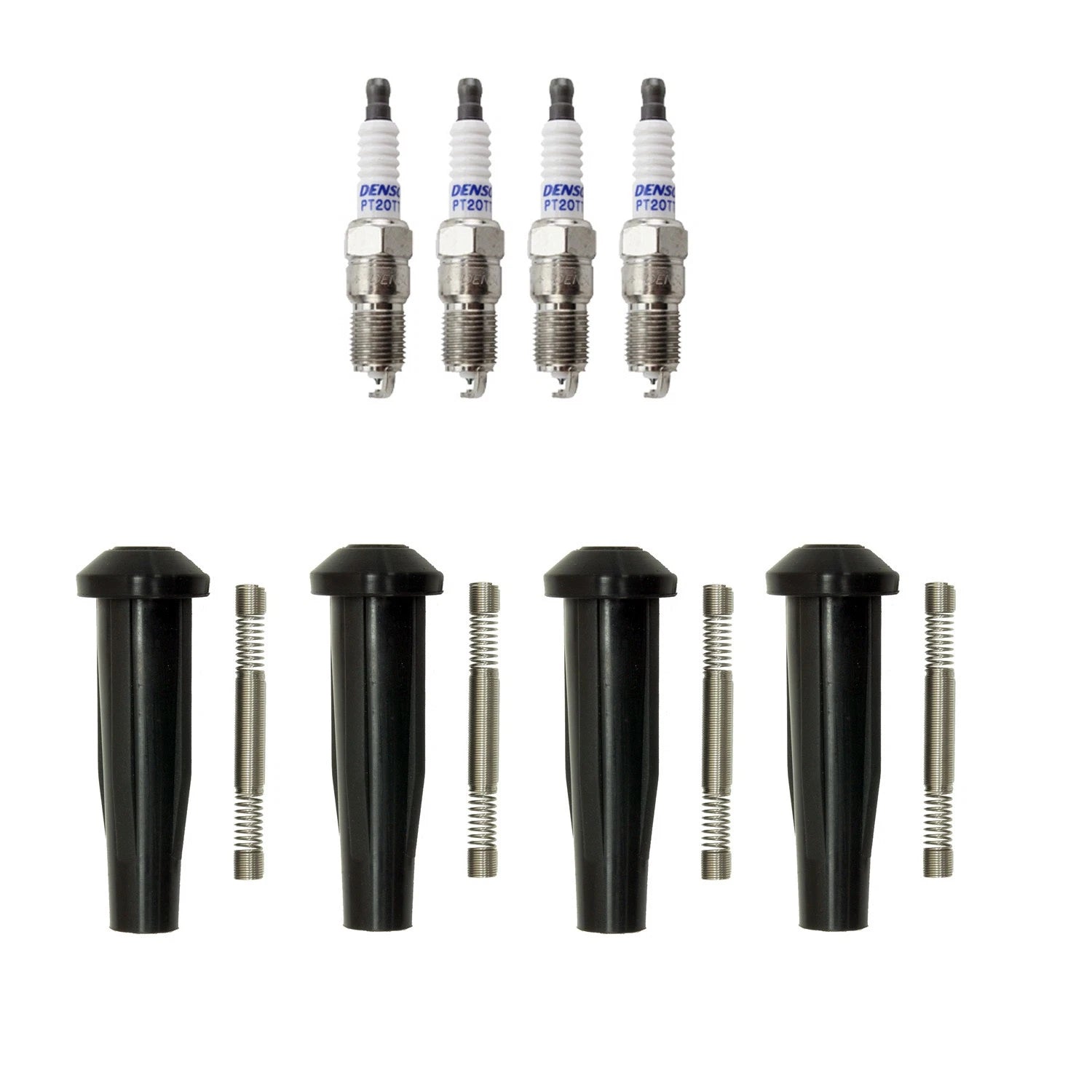 Denso 4 Platinum TT Spark Plugs & NGK Ignition Coil Boots for Ford Focus (2000–2007)
