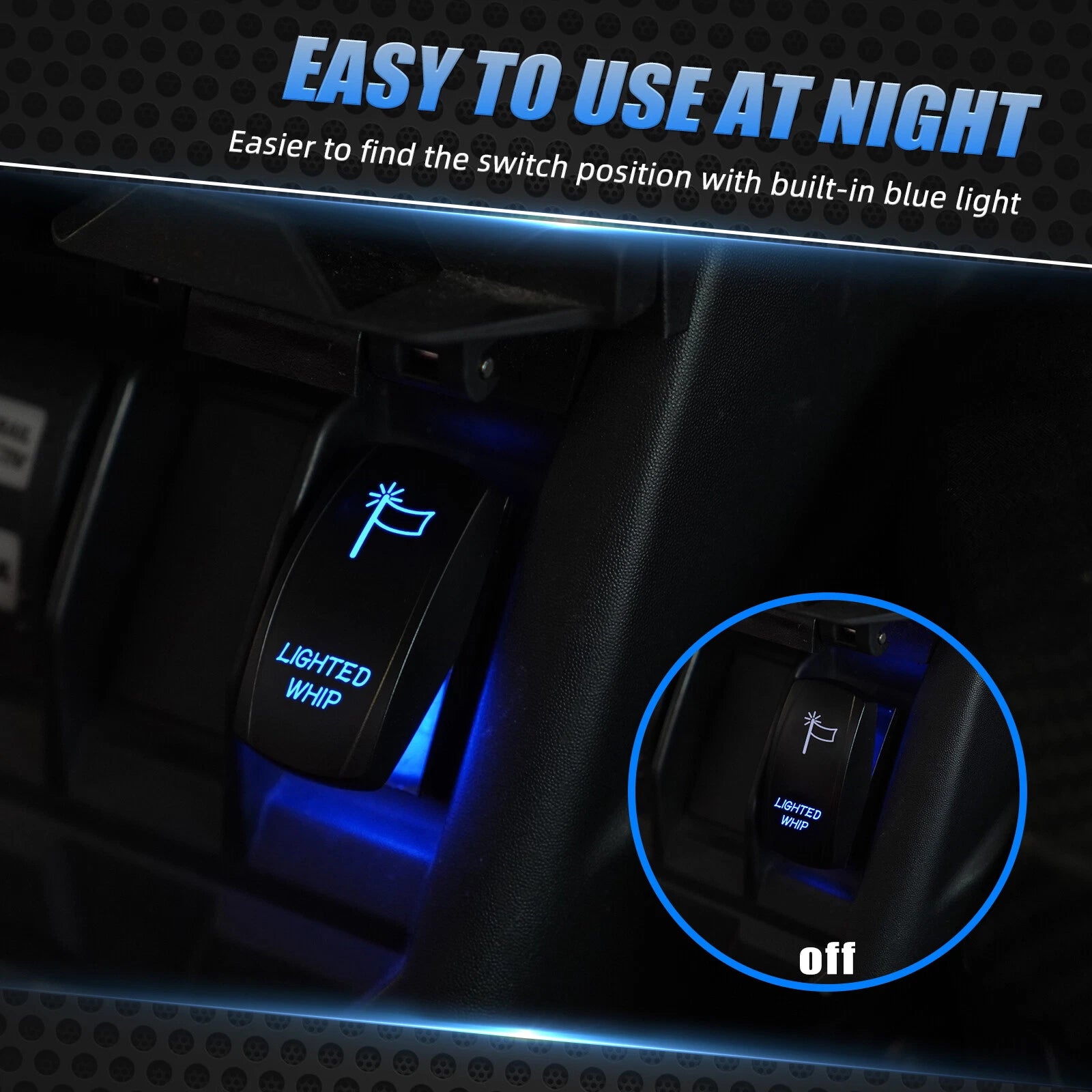 Rocker Switch with Blue LED for Car Truck Boat UTV ATV RZR Maverick (2010–2023)