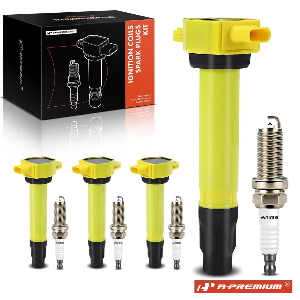 Set of 4 Ignition Coils & Iridium Spark Plugs for Jeep Compass Dodge Journey 