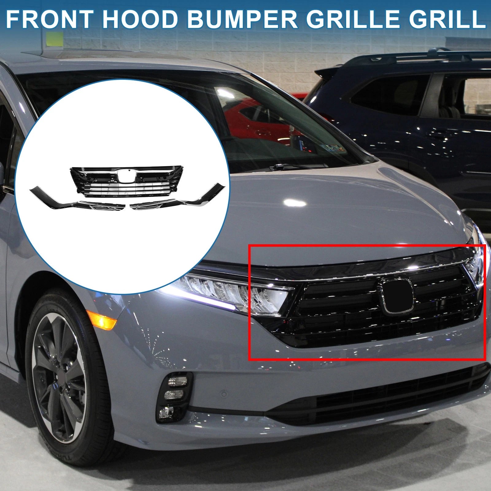 Front Hood Bumper Grille for Honda Odyssey (2018–2021) Chrome