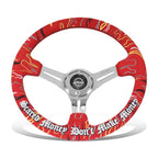 350mm 3" Dish Steering Wheel for NRG (3-Spoke, Red Suede, Chrome Spokes)