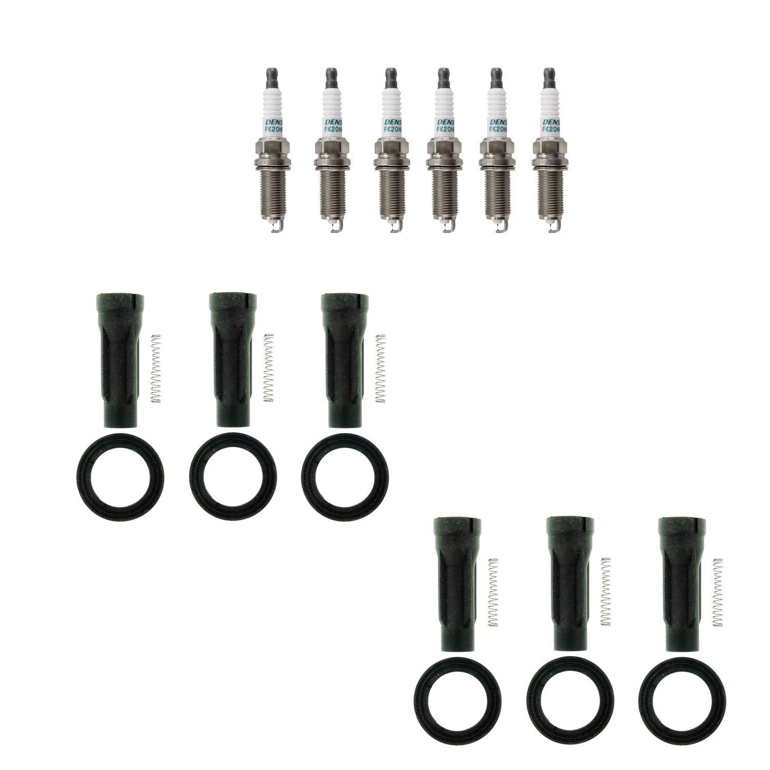Set of 6 Denso Iridium Spark Plugs & NGK Coil Boot Kit for Avalon RX350 Sienna (2005–2017)