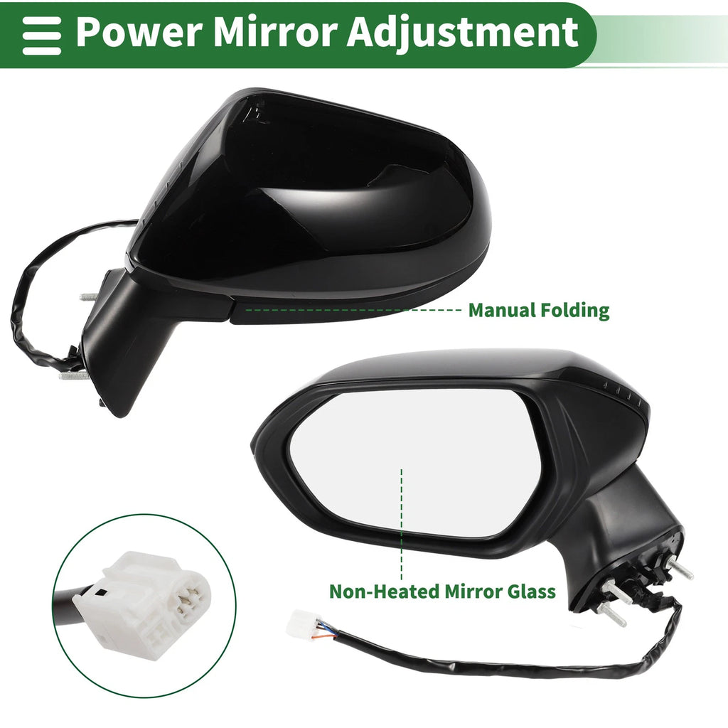 Left Side Door Mirror for Toyota Corolla (Manual Folding, Gloss Black)