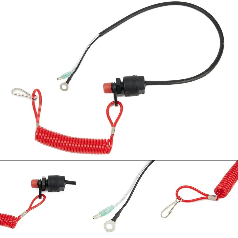 Outboard Engine Kill Stop Switch with Safety Lanyard Clips Replaces 2X