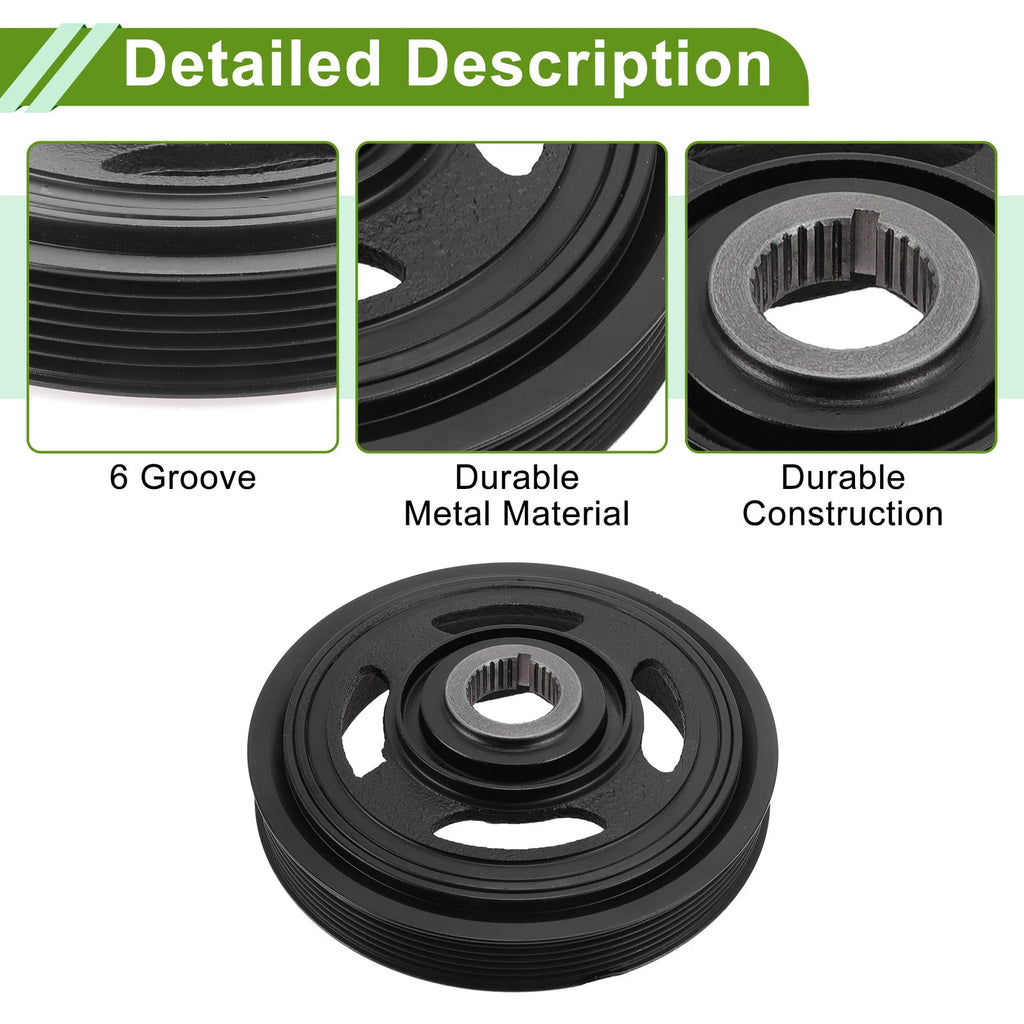 Harmonic Balancer Crankshaft Pulley for Honda Accord (2008–2012) Black