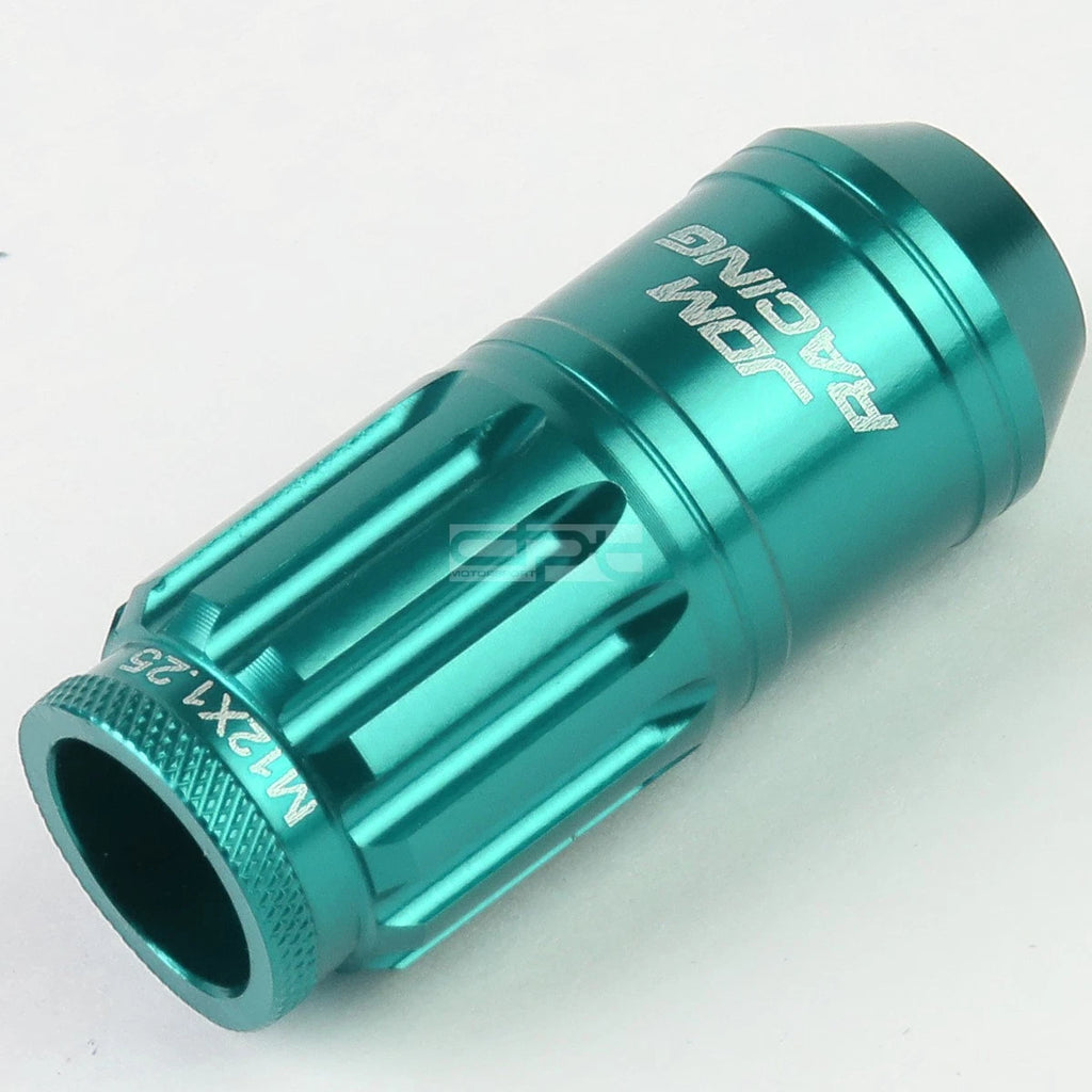 Open-End Aluminum Sky Blue Lug Nuts + Adapter M12x1.25 for