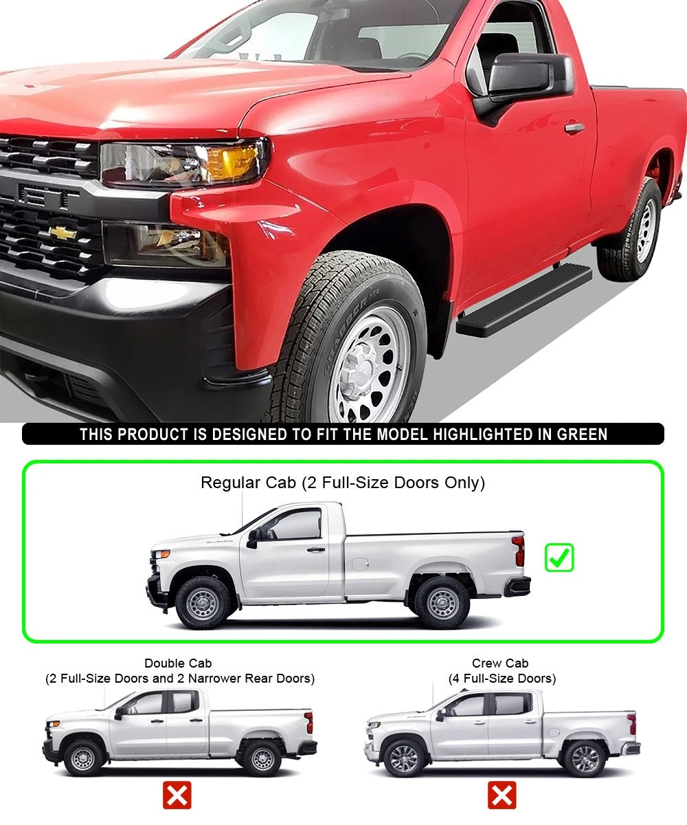 6-Inch Matte Black Running Boards for Silverado Sierra (2019-2026)