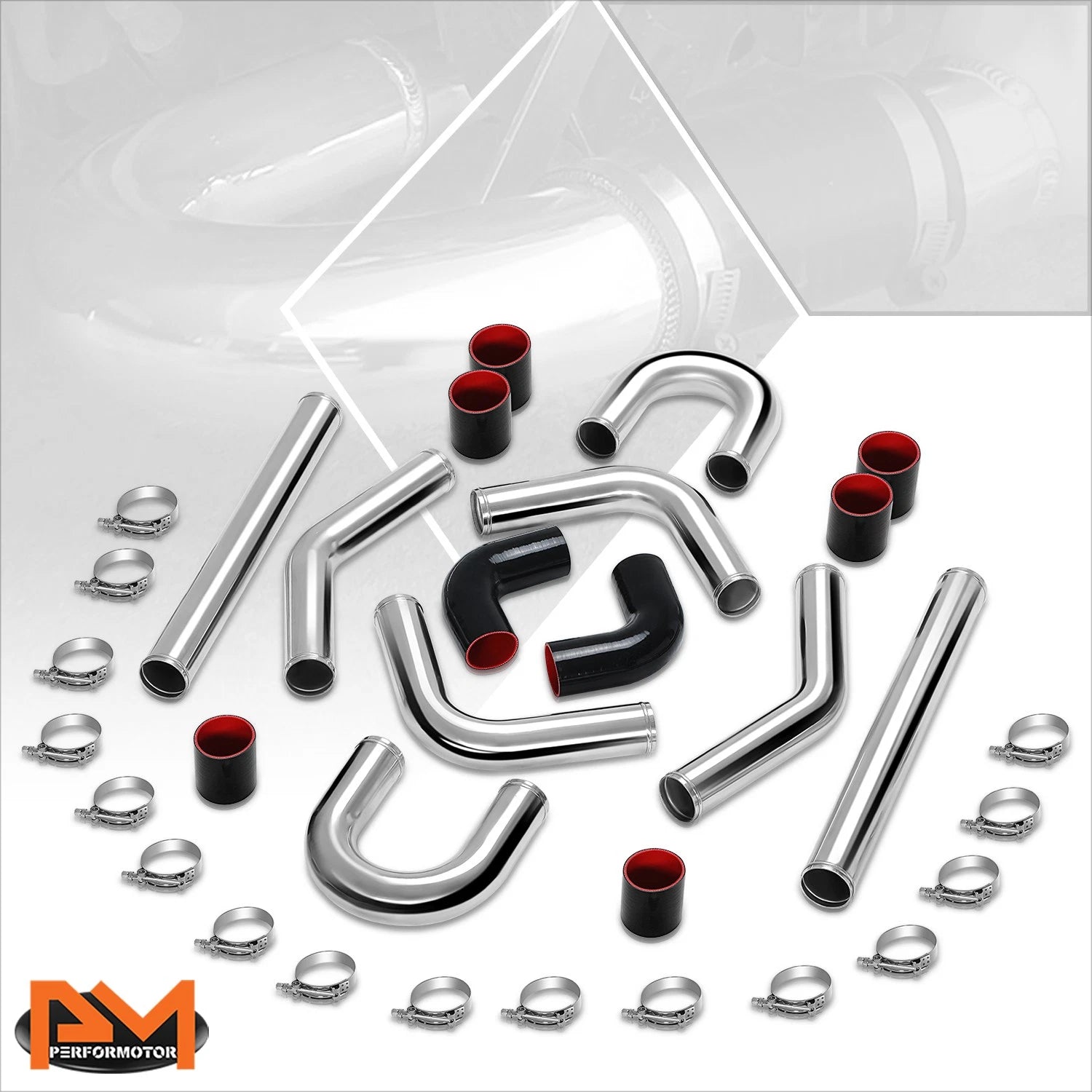Set of 8 Exhaust Pipes Couplers 2.5" OD U-Bend & 45 Degree (Universal)