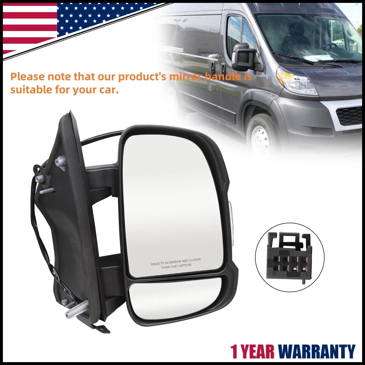 Passenger Right Side Door Mirror Power for RAM Promaster (2010–2024)