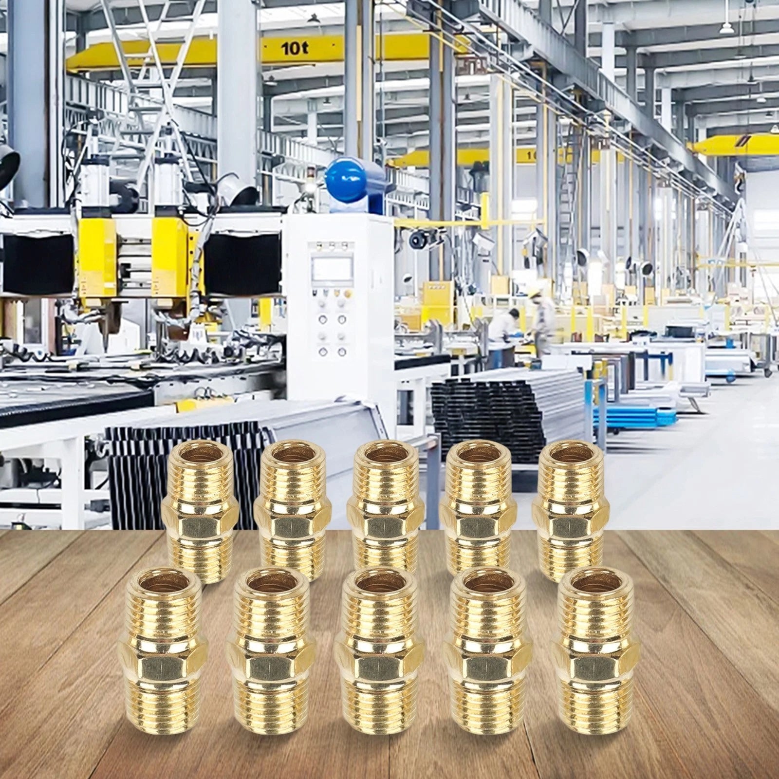 Brass Hex Nipple Fitting for Air and Water Line Connectors (Universal)
