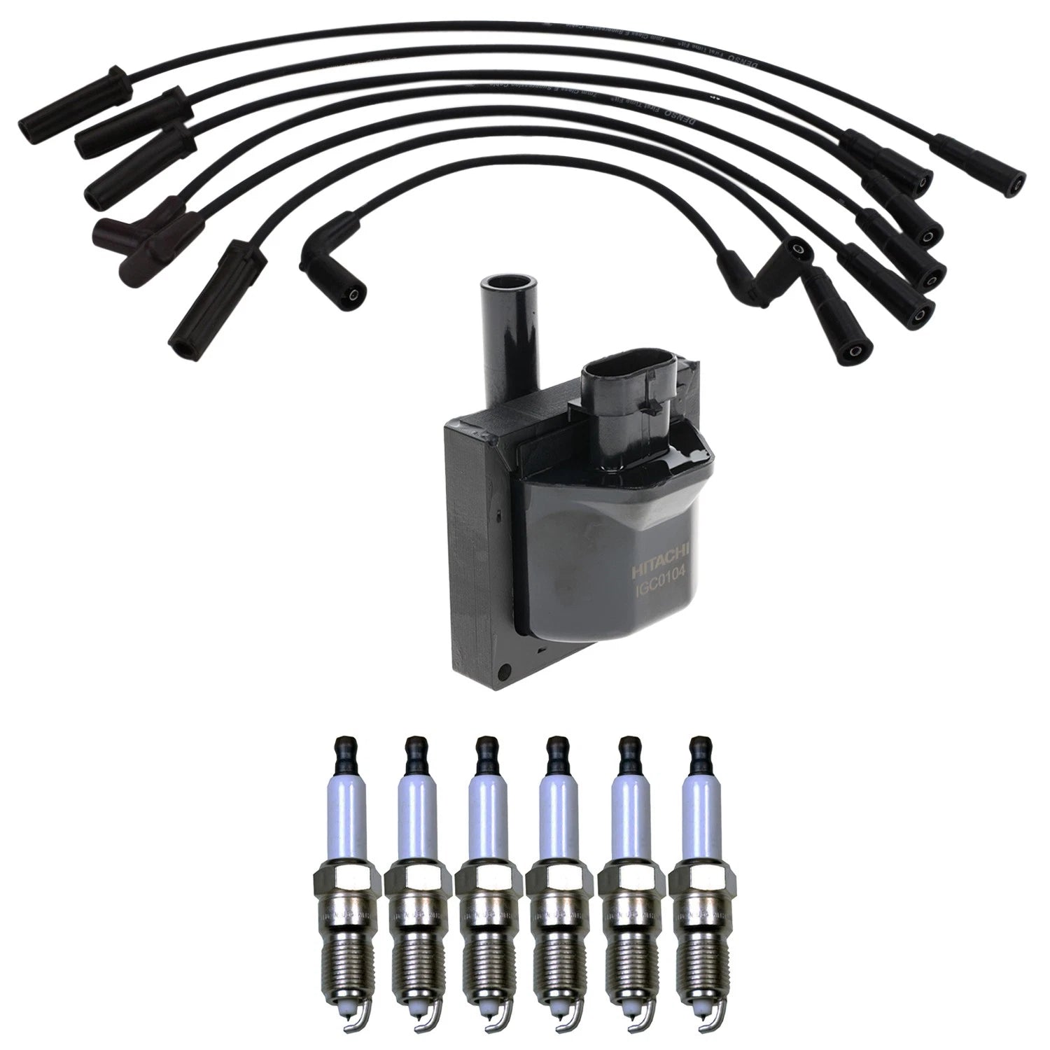 Set of 6 Hitachi Ignition Coils & Denso Iridium Spark Plugs for Sierra V6