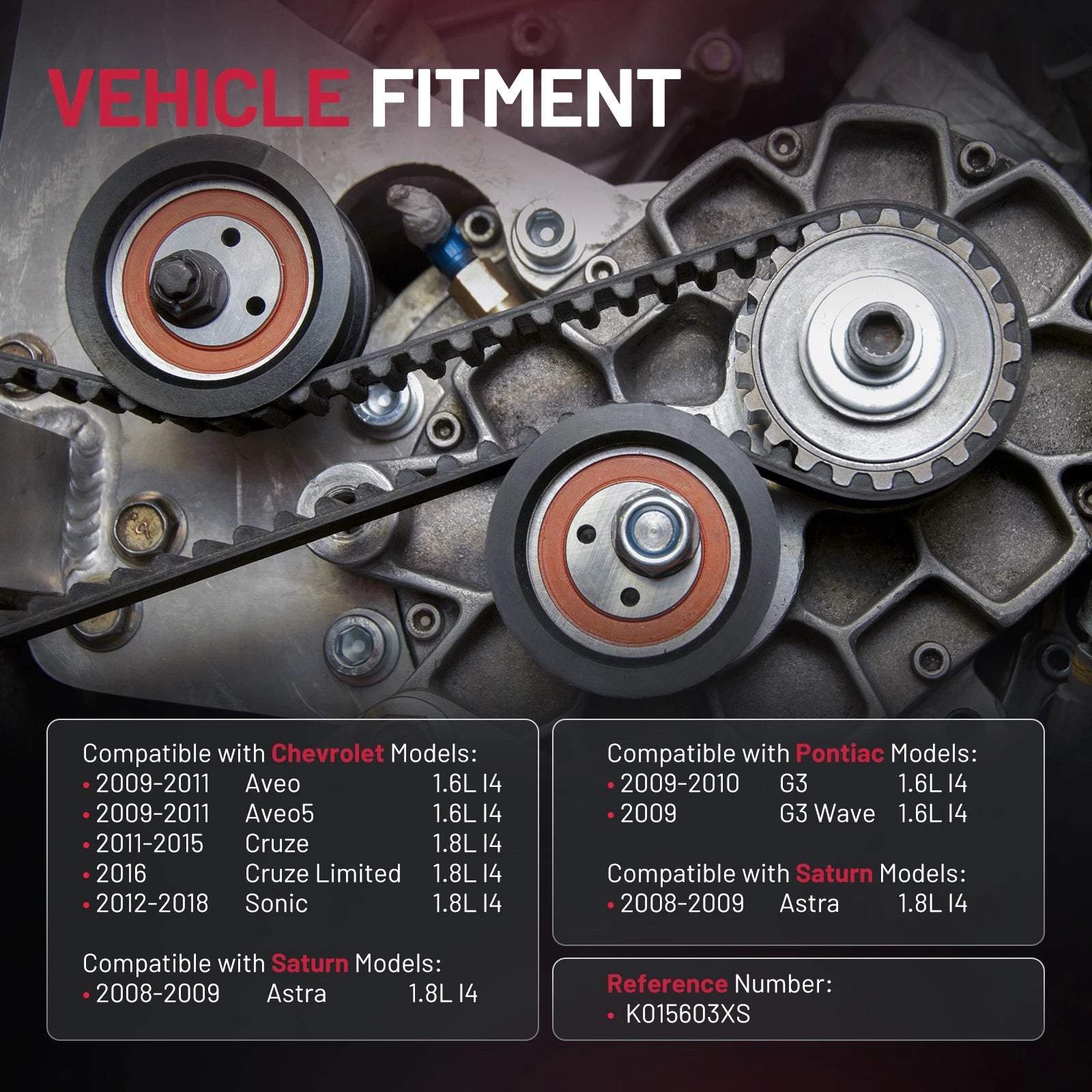 Timing Belt Kit with Water Pump Tensioning Wheel for Chevy Aveo5 (2009-2011)
