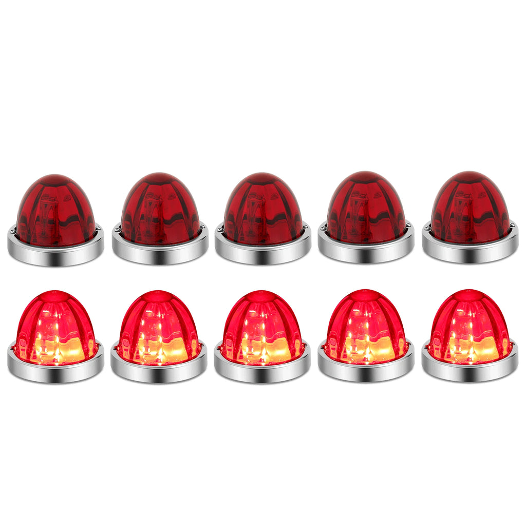 10pcs Chrome Red LED Side Marker Lights for Universal Fit