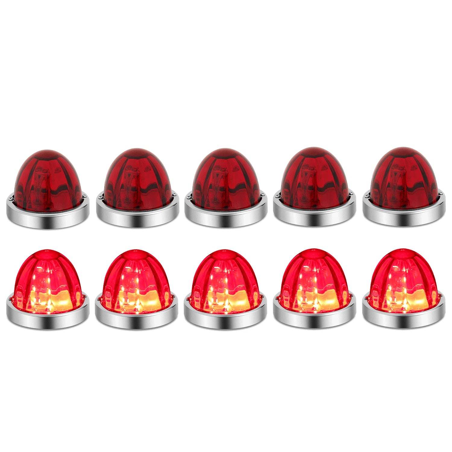 10pcs Chrome Red LED Side Marker Lights for Universal Fit