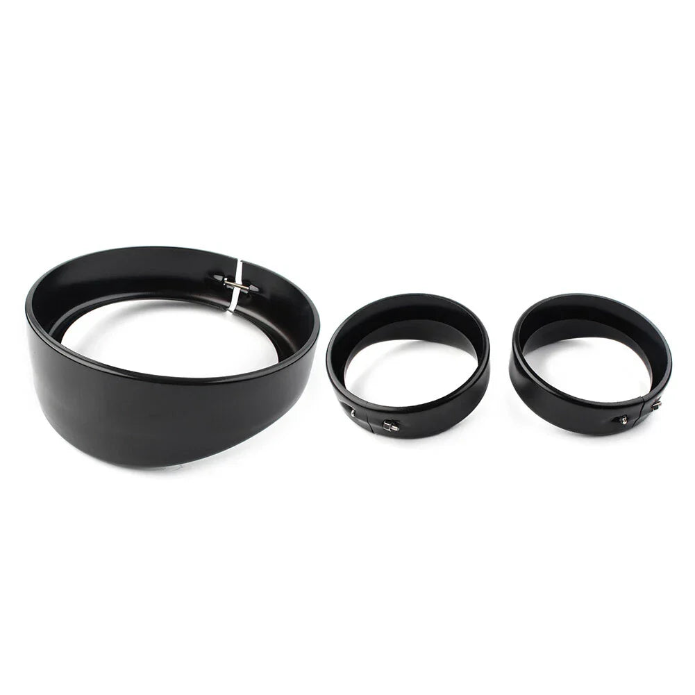 7" 4.5" Fog Headlight Trim Ring Bezel Visor Cover for Harley Touring
