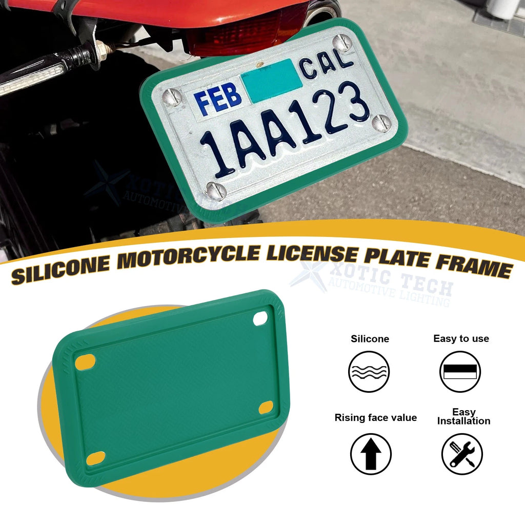 Silicone License Plate Frame for Green Motorcycle (Universal) (2018-2024)