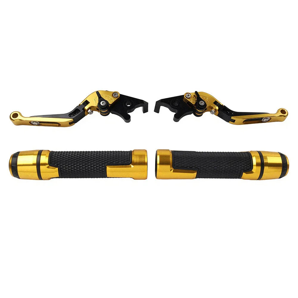 Gold Extendable Brake Clutch Lever Grip Set for Yamaha YZF R1 R6 (2004-2023)