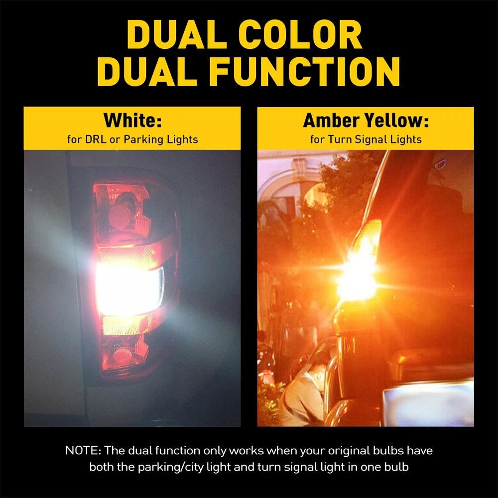 2X 7443 Switchback LED Turn Signal Parking DRL Light Bulbs for