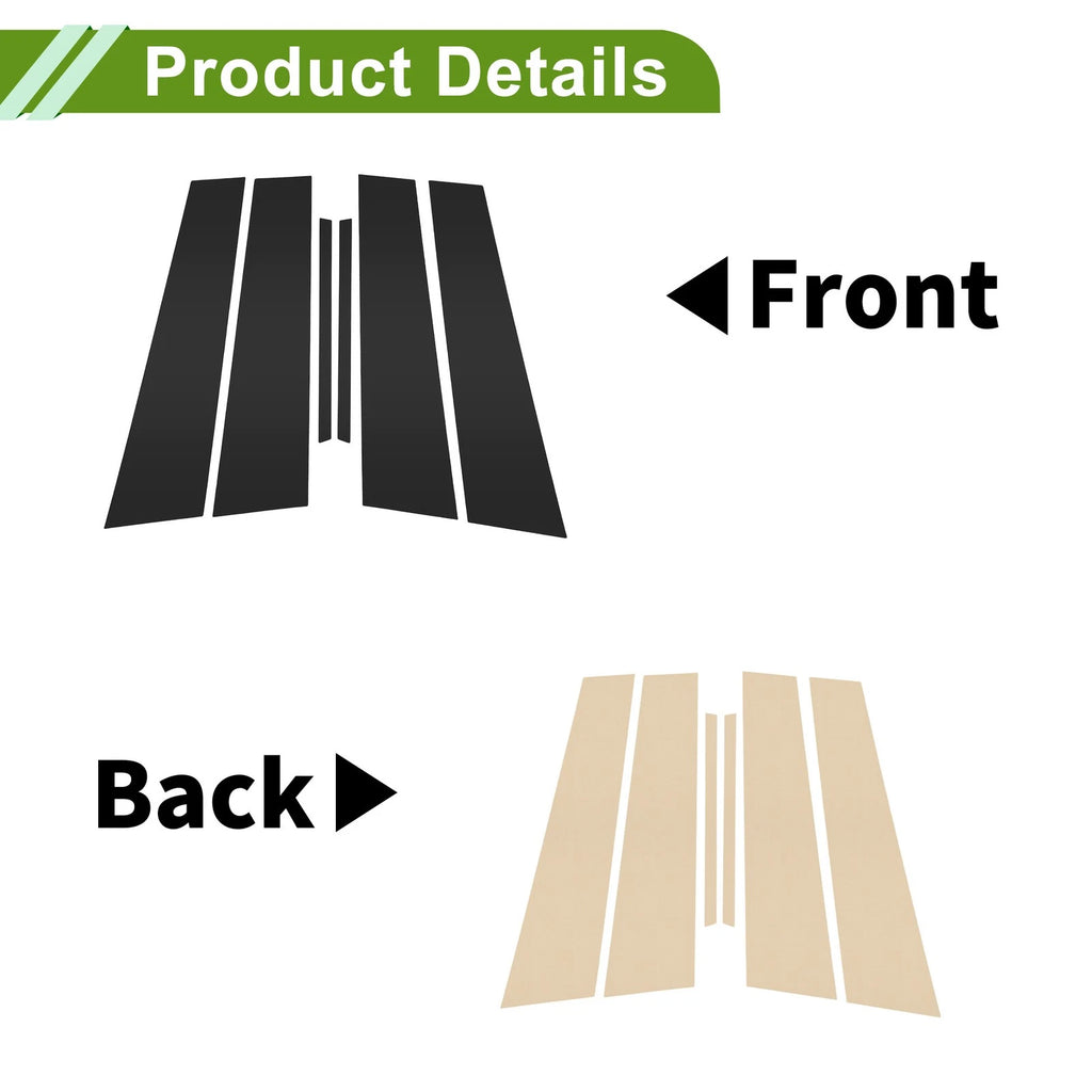 Set of 6 Pillar Window Trim for Chevy Malibu (2013–2015) Black