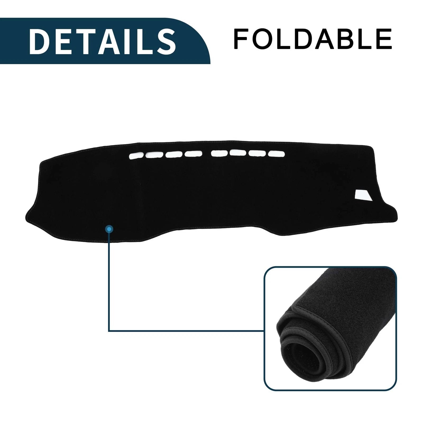 Dashboard Cover Mat for Toyota Hilux Gun125 (2017–2020) - Black, Set of 1