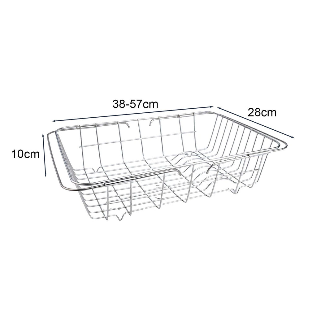 Adjustable Over the Sink Dish Rack Holder - Non-Slip Rubber