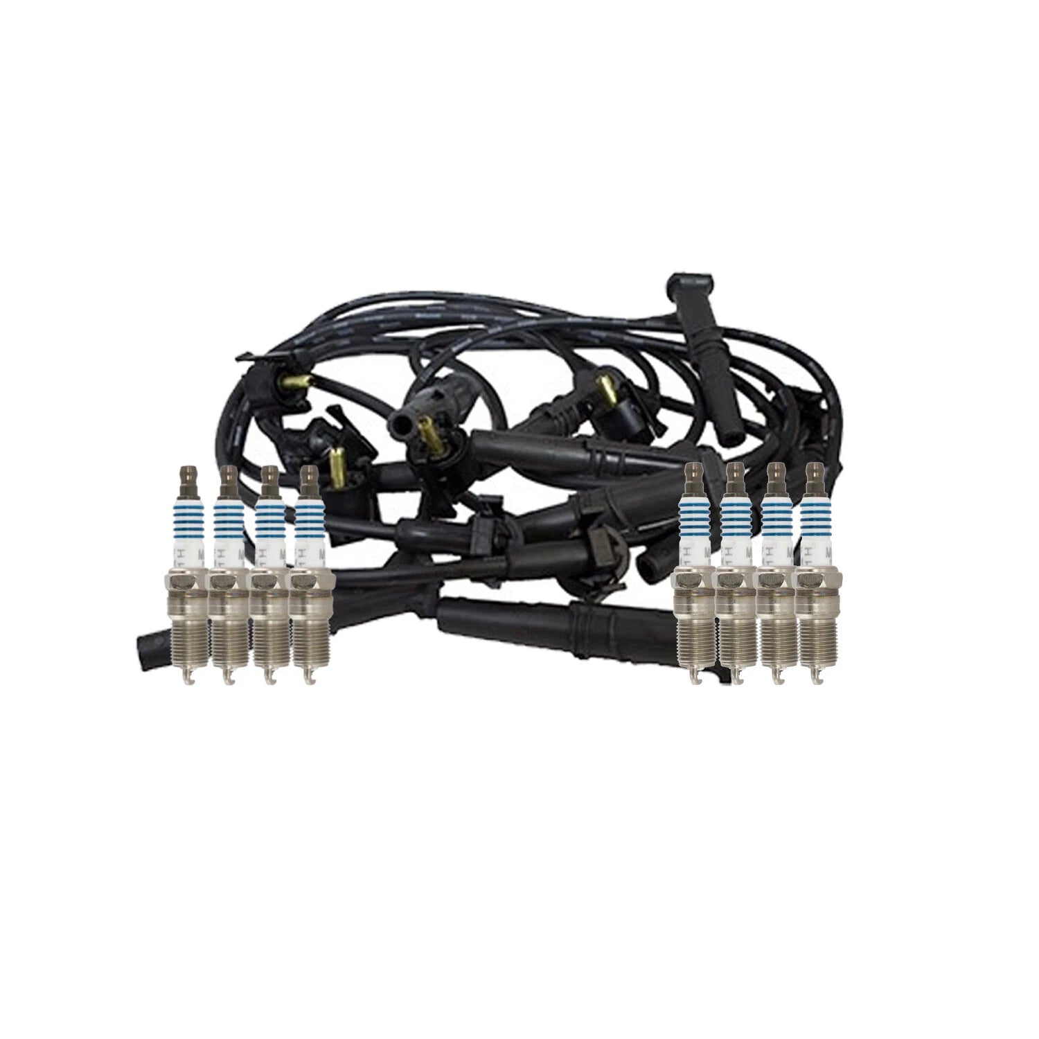 Set of 8 Platinum Spark Plugs & Wires for Ford Mustang GT (1996–1998)