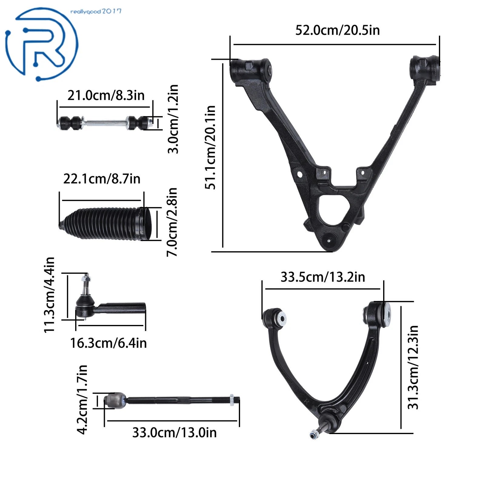 Set of 4 Front Upper Lower Control Arms for Chevrolet Tahoe (2007-2014) 4WD