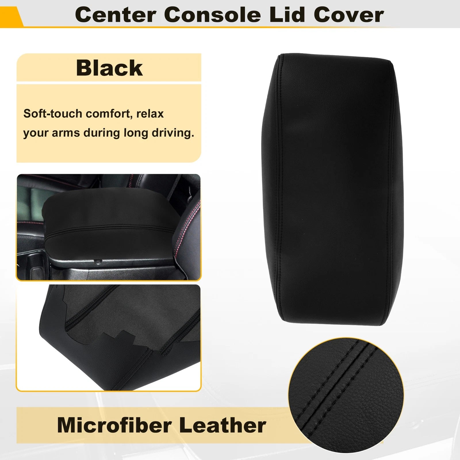 Leather Center Console Lid Armrest Cover for Dodge Durango (2011–2020)