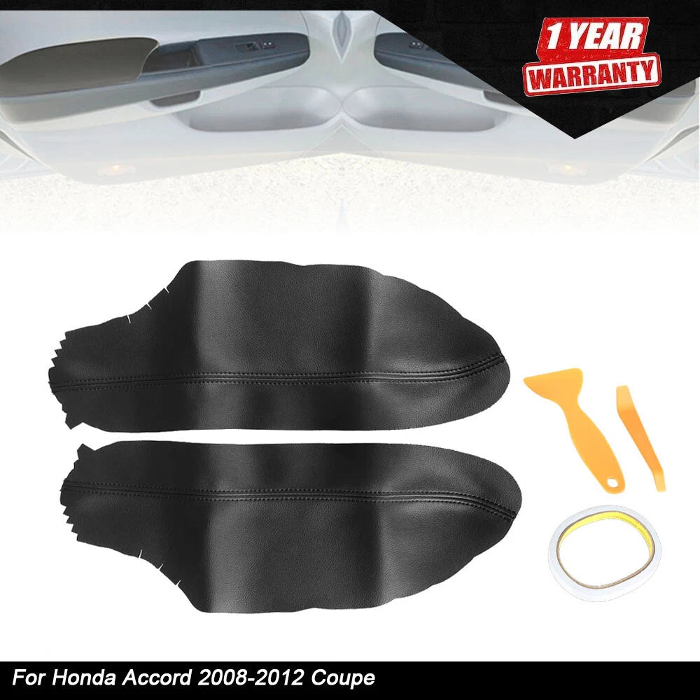 Black Leather Front Door Panels Armrest Cover for Honda Accord (2008â2012)