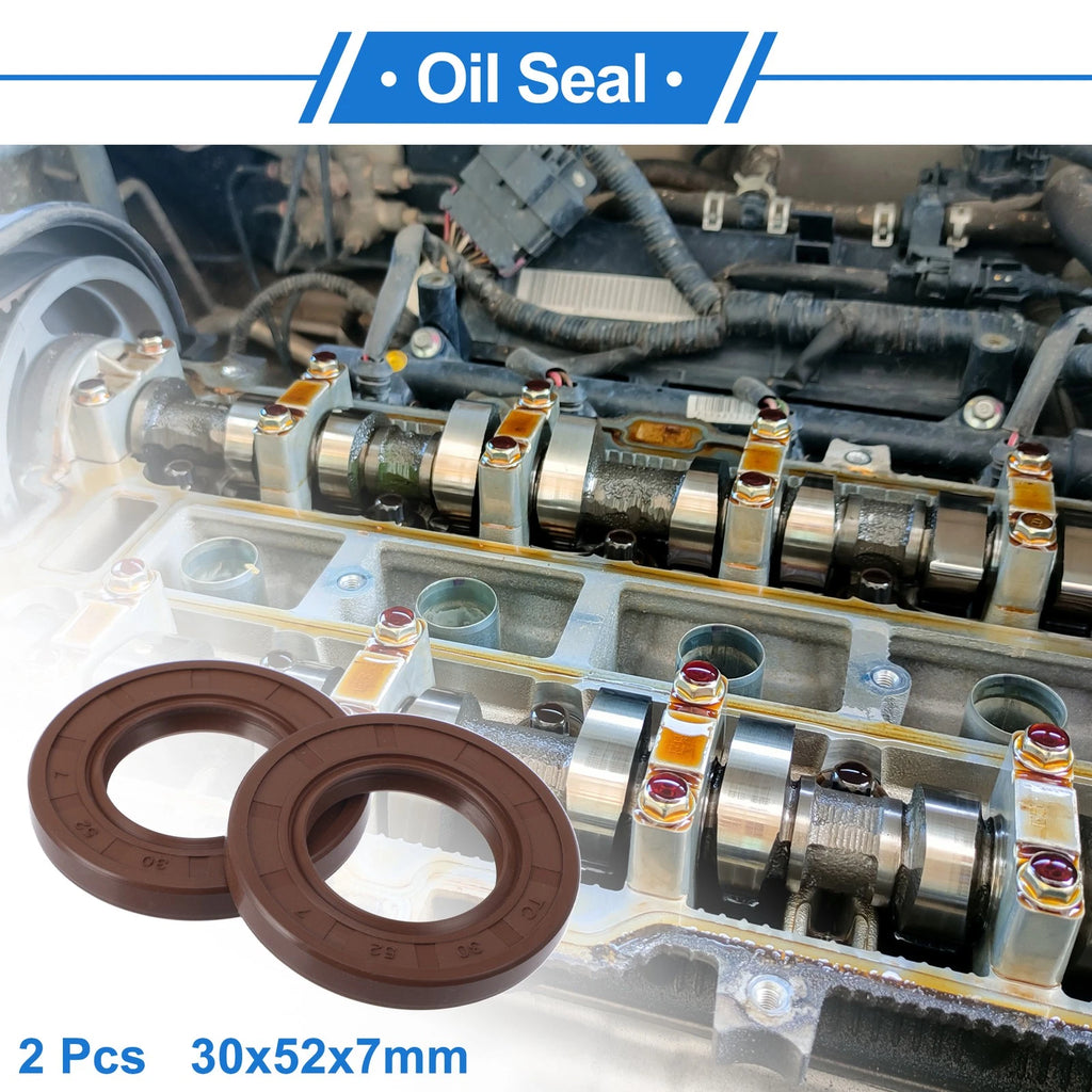 2X Oil Seal Rotary Shaft Seal FKM Rubber 30x52x7mm for Various Models 