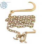 Set of 4 J Hook Tow Chains 5/16"×8' G80 with 15" Grab Hook 4700Lbs