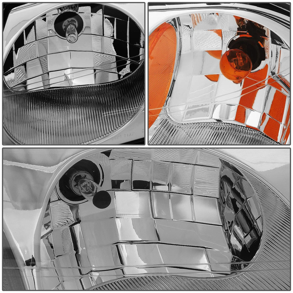 Pair Chrome Housing Amber Turn Signal Headlights for Chevy Impala (2000–2005)