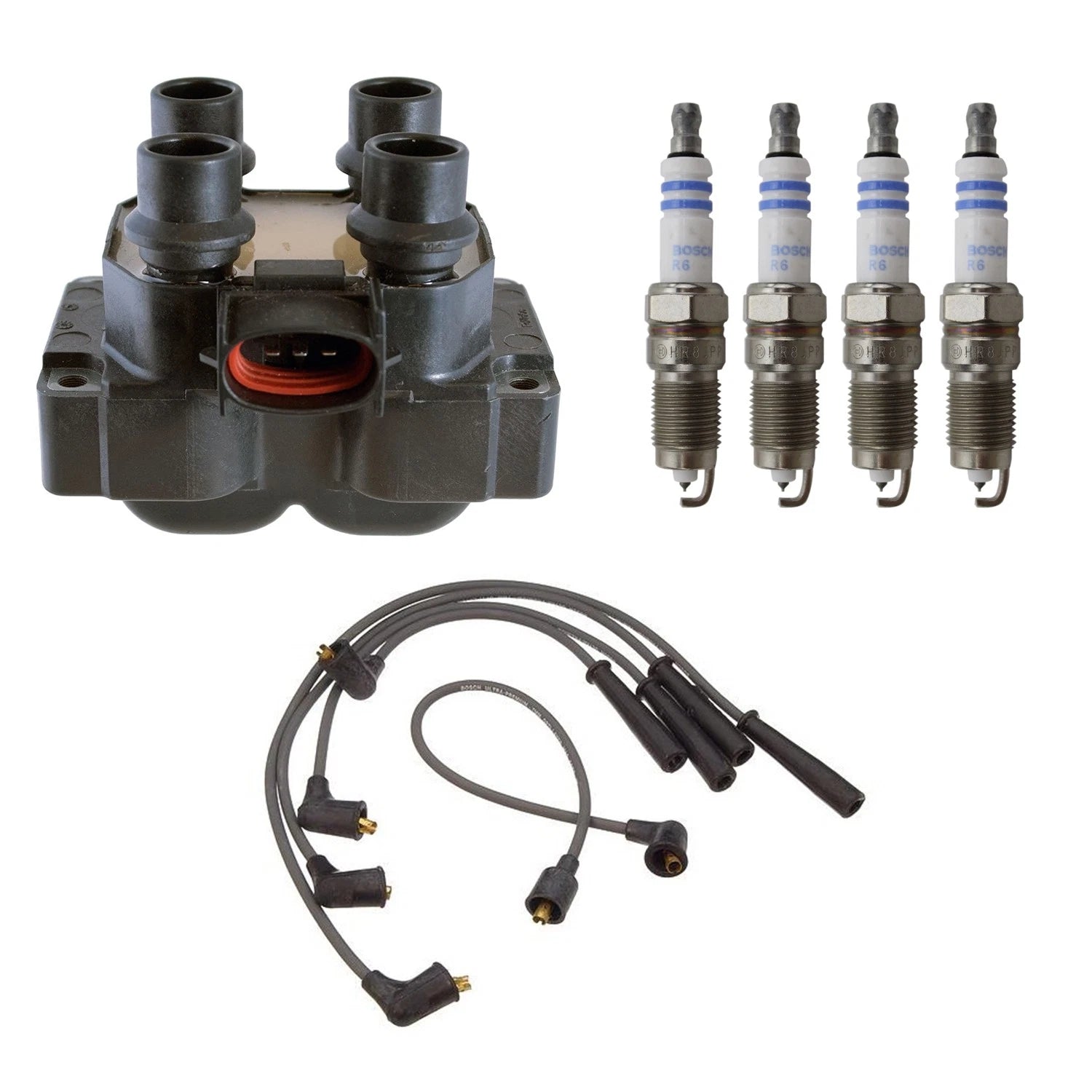 2X Ignition Coil Wires & 4X Denso Platinum Spark Plugs for Ranger 2.3
