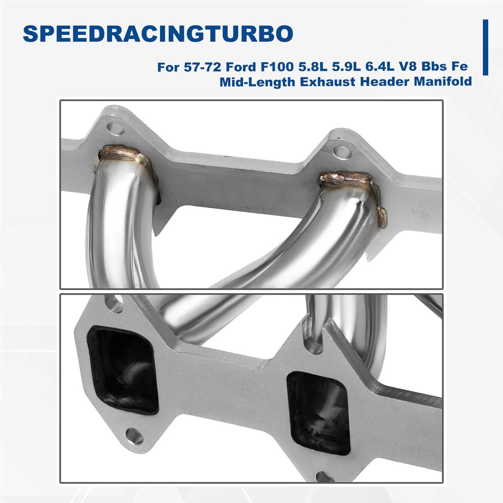 Exhaust Header Manifold Pair for Ford F100 (1957–1972) 5.8L 5.9L 6.4L V8