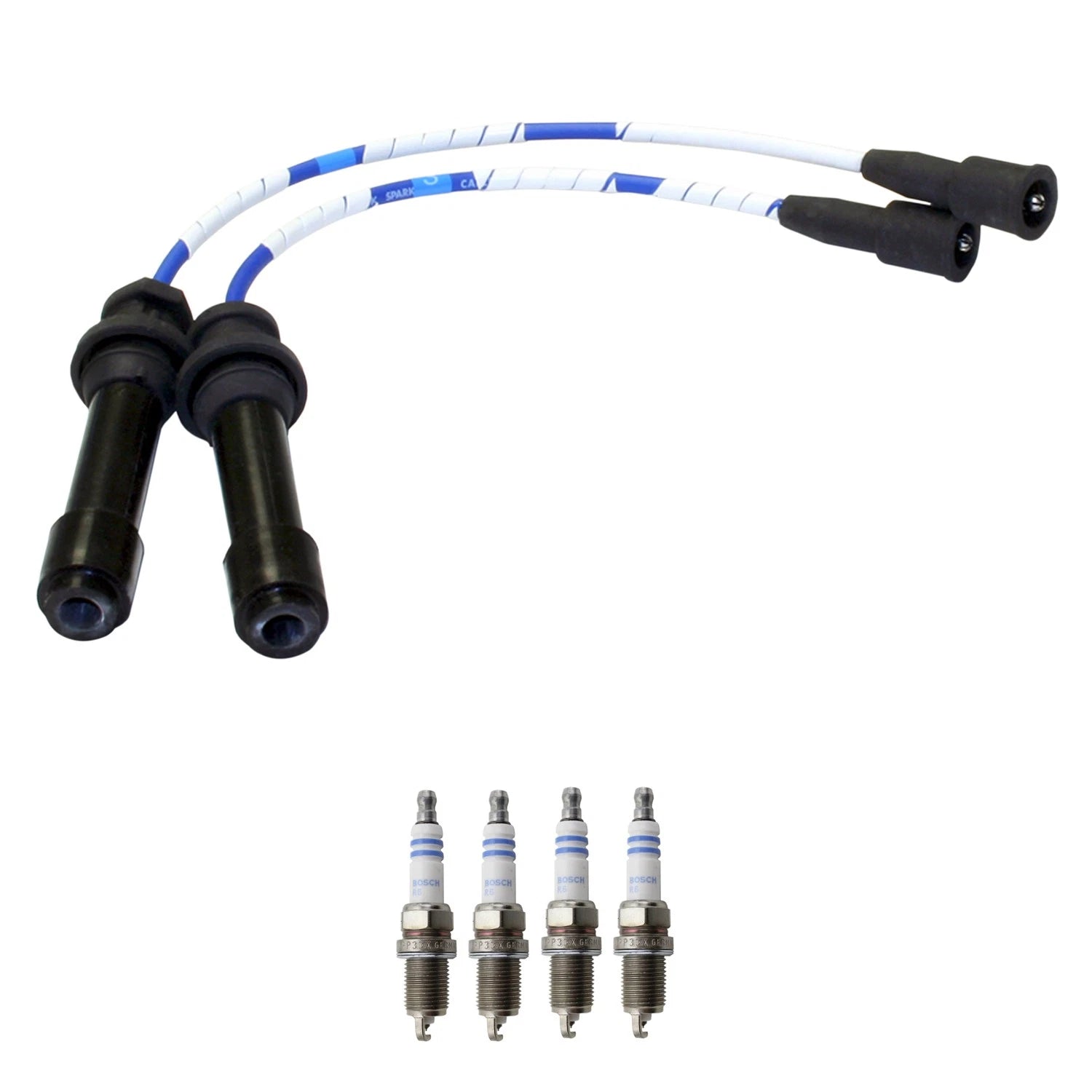 NGK Wire Set & Bosch 4 Double Platinum Spark Plugs for Mazda Protege (1999–2003)