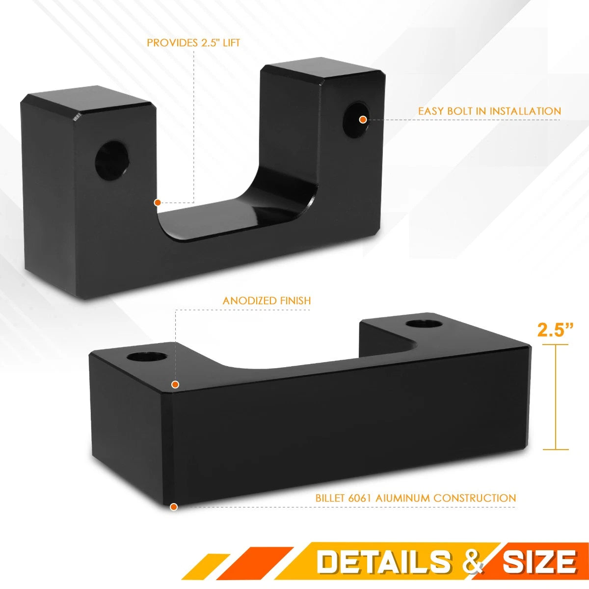 2X 2.5" Front Low Mount Lift Kit Spacers for Chevy Silverado/GMC Sierra 1500 (2007–2024)