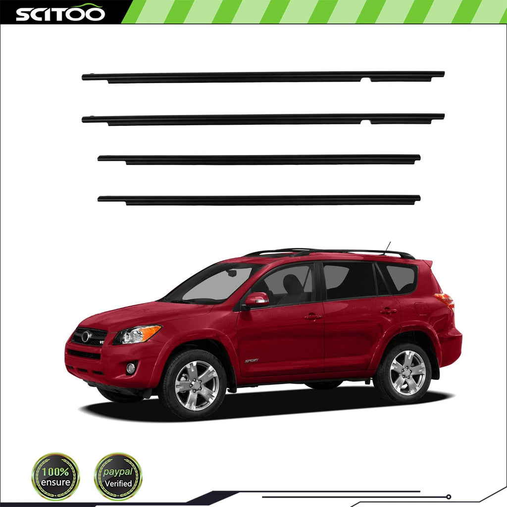 Set of 4 Window Scraper Seal Belt Weatherstrip for Toyota RAV4 (2009–2012)