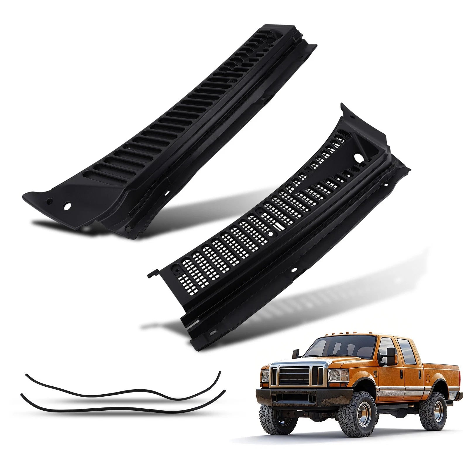 Set of 2 Windshield Wiper Vent Cowl Screen Cover Panels for Ford F250 (1999–2007)