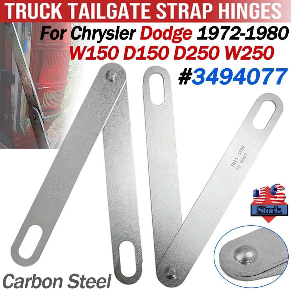 2X Tailgate Hinge Straps 3494077 for Dodge Ram W150 D150 W250 D250 (1972–1980)