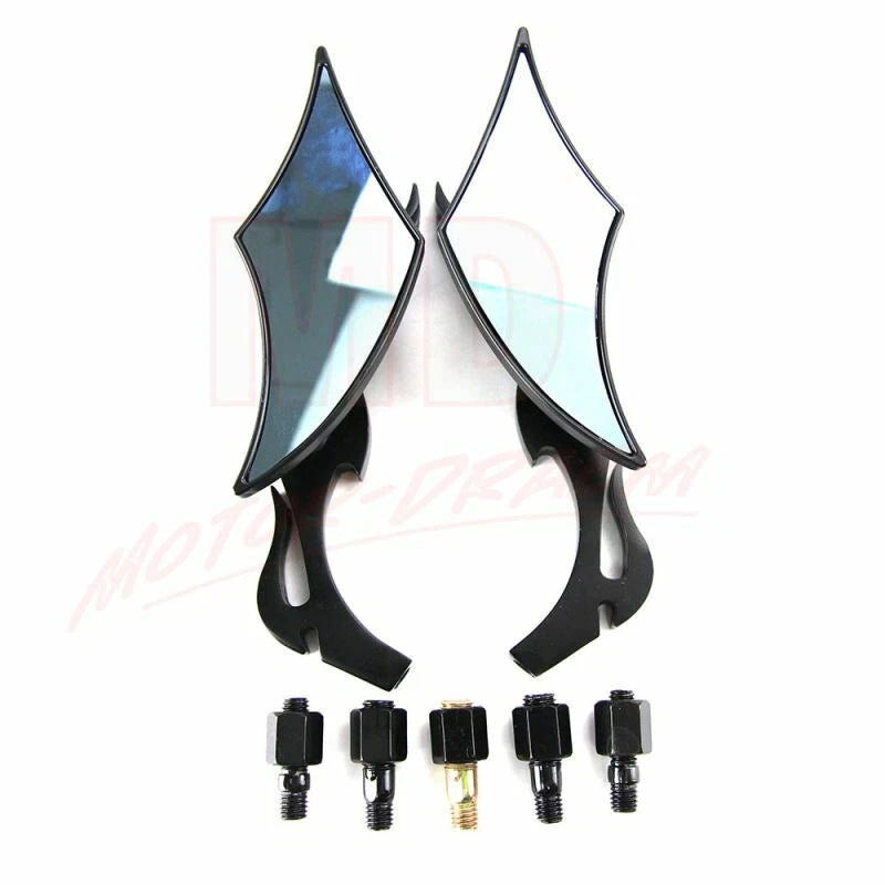 Black Rear View Mirrors for Harley Cruiser Bobber Chopper Dyna (8-10MM)
