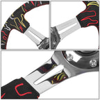 350mm 3" Dish Steering Wheel for NRG (3-Spoke, Black Suede, Chrome Spokes)